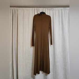 Womens olive ribbed knit maxi dress